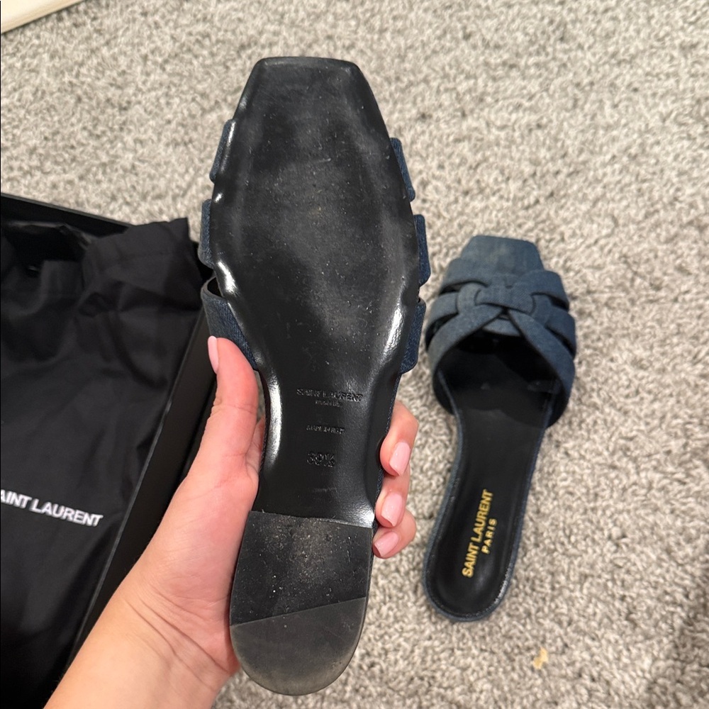 Saint Laurent Dark Blue Denim Women's Sandals - Picture 3 of 3